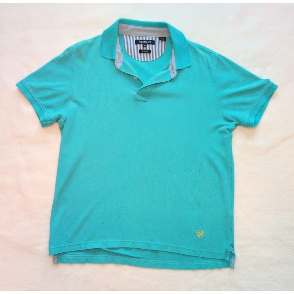 Cremieux Soho Fit Men's Turquoise Short Sleeve Cotton Polo Shirt Size M
